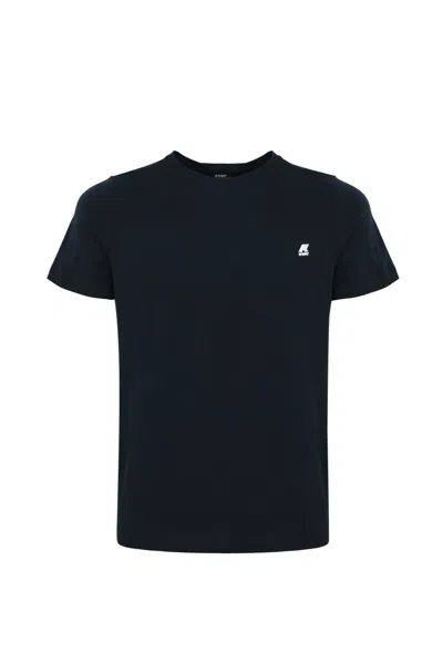 K-way T-shirt With Rubber Logo In Blue Depht