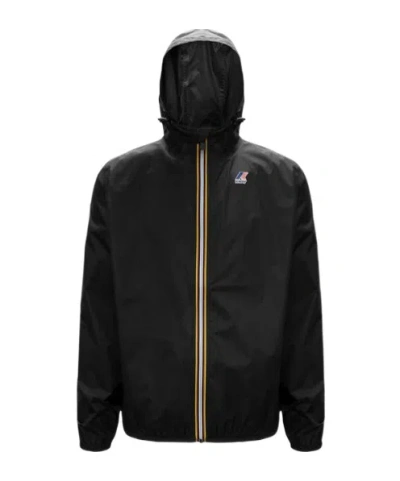 K-way Logo-patch Drawstring Hoodie In Black