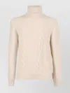 K-way Textured Turtleneck Cable Knit Sweater In Neutral