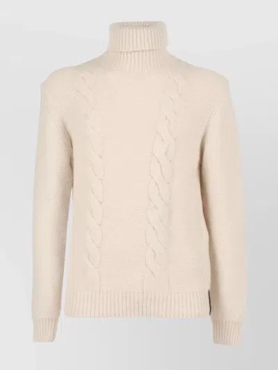 K-WAY TEXTURED TURTLENECK CABLE KNIT SWEATER