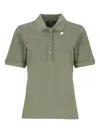 K-way Three-button Short-sleeve Polo Top In Green
