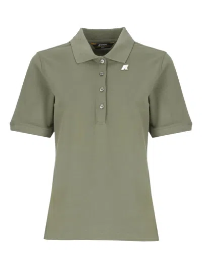K-way Three-button Short-sleeve Polo Top In Green