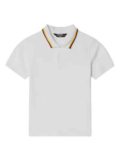 K-way Kids' Tipped-collar Polo Shirt In White