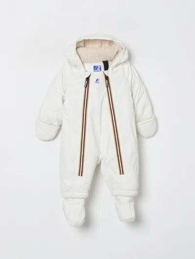 K-way White Down Jacket For Babykids With Logo