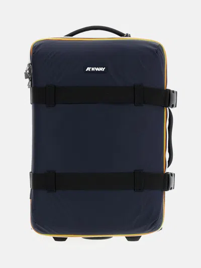 K-way Small Blossac Wheeled Strap-detail Cabin Suitcase In Blue