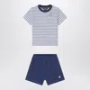 K-way Two-piece Blue Striped Cotton Outfit In Multicolor
