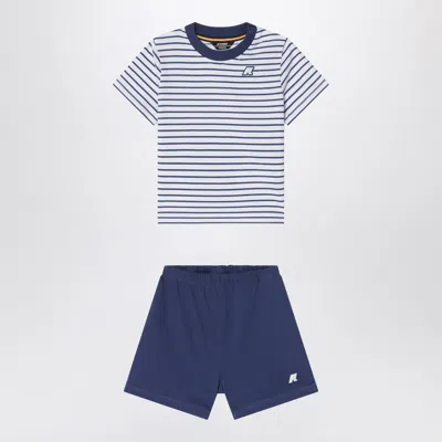 K-way Two-piece Blue Striped Cotton Outfit In Multicolor