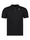 K-way Two-button Pique Polo Shirt In Black