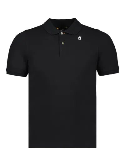 K-way Vinnie Two-button Piqué Polo Shirt In Black