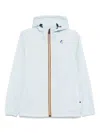K-way Waterproof Baby Blue Jacket With Drawstring Hood In White