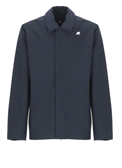 K-way Waterproof Blue Jacket With Contrasting Details