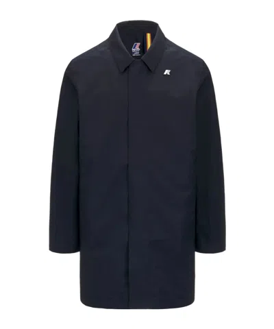K-way Waterproof Casual Jacket With Logo In Blue