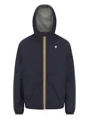 K-way Waterproof Midnight Blue Jacket With Front Zip And Hood In Blue