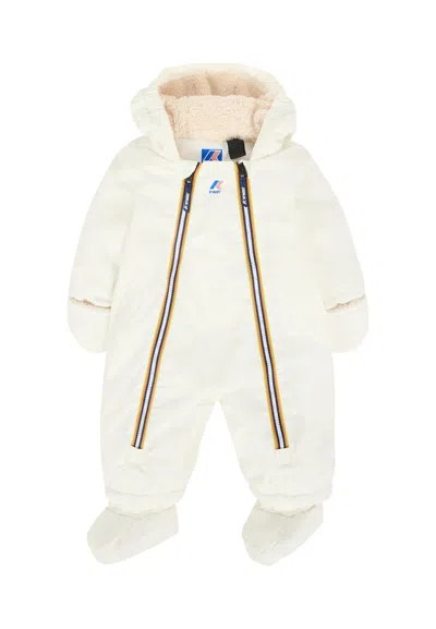 K-WAY WHITE DOWN JACKET FOR BABYKIDS WITH LOGO