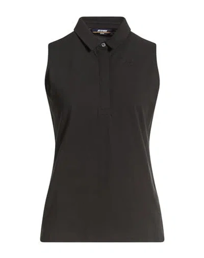 K-way Woman Polo Shirt Black Size M Cotton, Elastane