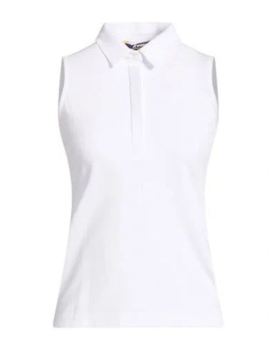 K-way Woman Polo Shirt White Size Xs Cotton, Elastane