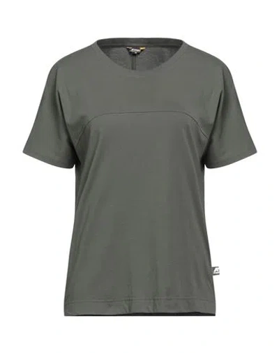 K-way Woman T-shirt Military Green Size L Cotton