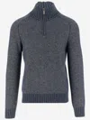 K-way Wool Blend Sweater With Zipper At The Neck In Gray