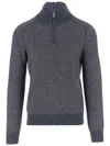 K-way Wool Blend Sweater With Zipper At The Neck In Gray