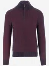 K-way Wool Blend Sweater With Zipper At The Neck In Purple