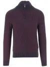 K-way Wool Blend Sweater With Zipper At The Neck In Purple