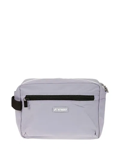 K-way Zip-closure Logo-patch Wash Bag In Purple