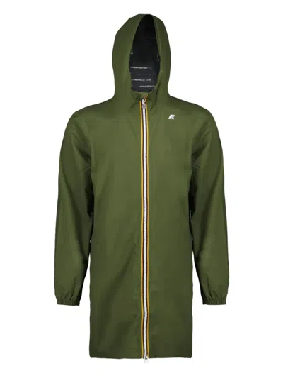 K-way Zip-fastening Hooded Coat In Green