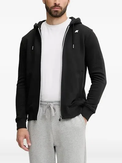 K-way Zip-front Hooded Hoodie In Black