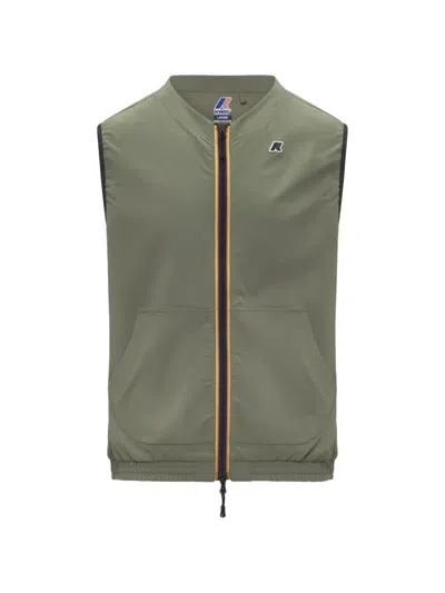 K-way Zip Sleeveless Coat In Green