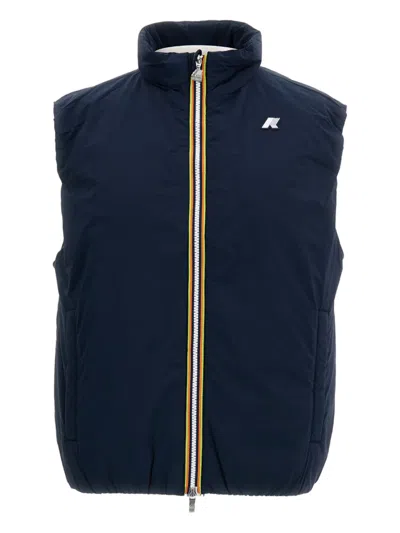 K-way Valen Stretch Dot Zip-fastening Sleeveless Vest In Blue