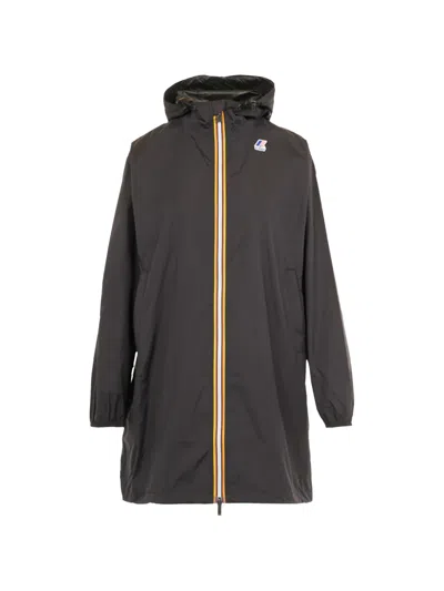 K-way Zip-up Hooded Coat In Gray