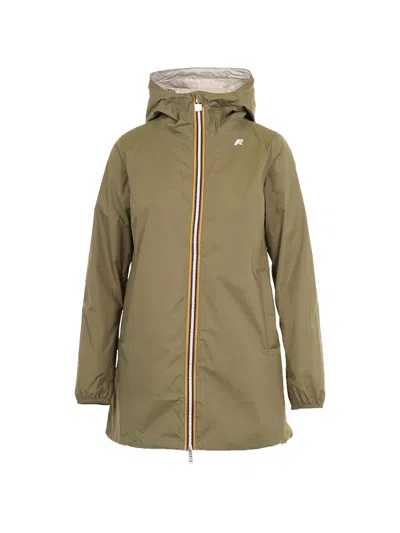 K-way Zip-up Hooded Coat In Green