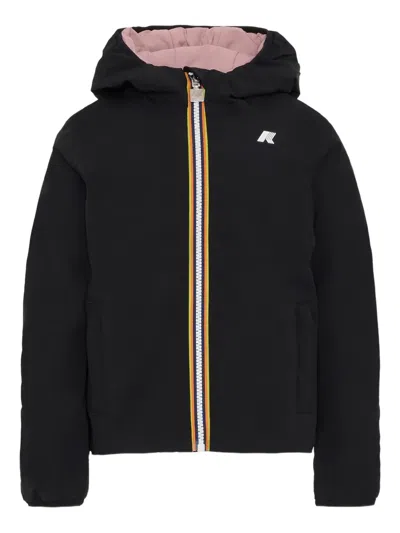 K-way Kids' Zip-up Hooded Jacket In Black