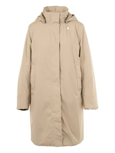 K-way Zip-up Long-sleeve Parka Coat In Neutral