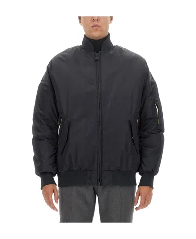 K-way Zip-up Padded Bomber Jacket In Black