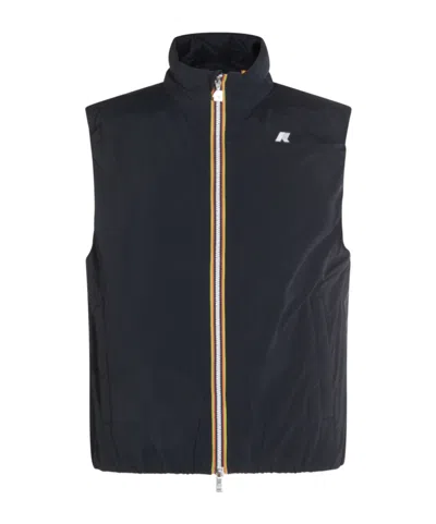 K-way Valen Stretch Dot Zip-fastening Sleeveless Vest In Blue