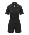 K-way Zippered Short-sleeved Jumpsuit In Black