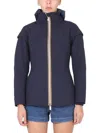 K-way Lightweight Hooded Jacket With Contrast Zipper And Adjustable Hem In Blue