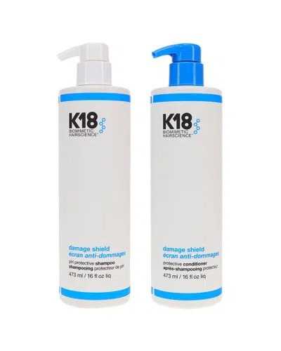 K18 Unisex 32oz Damage Shield Ph Protective Shampoo Conditioner Combo Pack In White