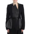 Kaale Suktae Black Short Blazer Coat Biker Jacket In Black