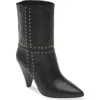 Kaanas Ada Studded Pointed Toe Genuine Suede Bootie In Black