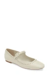 Kaanas Adelle Studded Mary Jane Flat In White