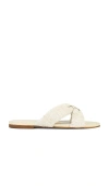 Kaanas Banha Chunky Criss Cross Linen Sandal In Cream