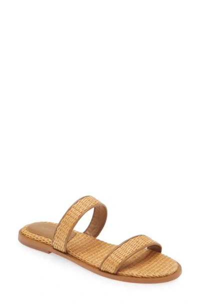 Kaanas Barita Basketweave Slide Sandal In Caramel