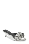Kaanas Bella Ruffle Kitten Heel Mule In Silver