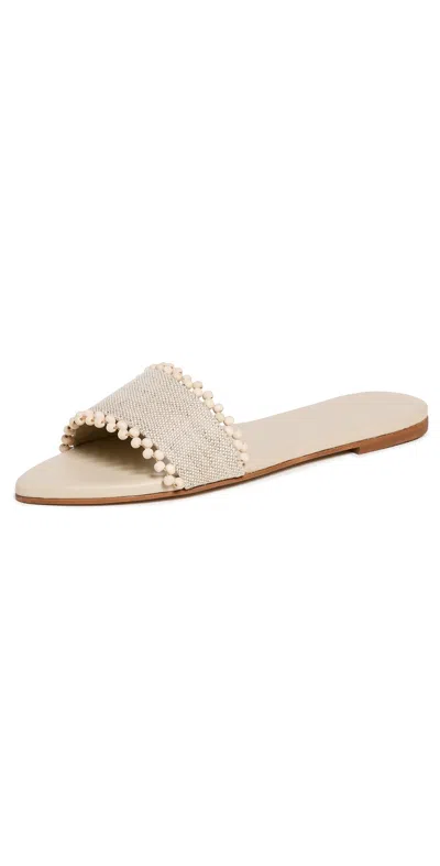 Kaanas Cala Asymmetric Linen Slides Oat