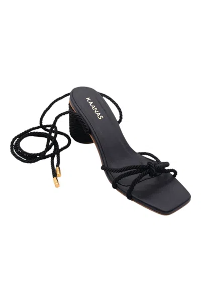 Kaanas Frida Knotted Heel Sandal In Black