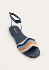 Kaanas Lantana Crochet Flats In Navy In Blue