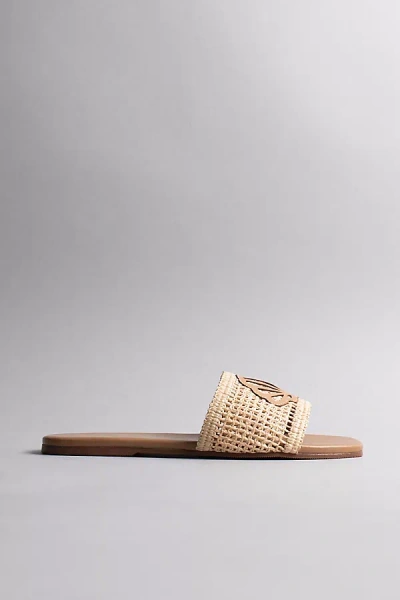 Kaanas Meera Seashell Fishnet Slide Sandals In Beige