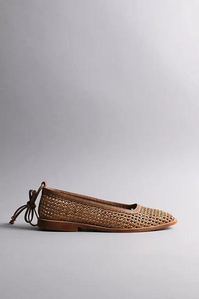 Kaanas Nana Ankle-strap Woven Ballet Flats In Yellow